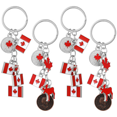#ad Metal amp; Canada Flag Keychains 4 PCS $11.58