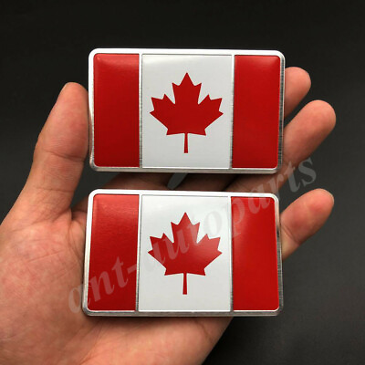 #ad 2x Metal Canada Canadian Flag Car Emblem Badge Motorcycle Sticker Decals Fairing $7.90