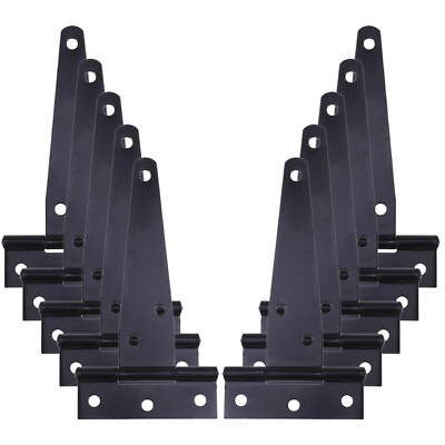 #ad 10pcs Black Wrought Iron Gate Hinges Heavy Duty Outdoor Shed Door Hardware $24.24