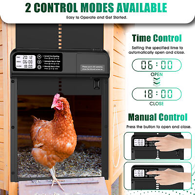 #ad Automatic Chicken Coop Door Waterproof with Timer Hen House Black Poultry Gate $25.99