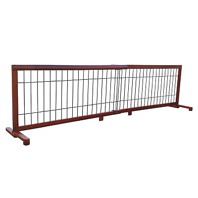 #ad Freestanding Dog Gates Wooden Dog Gate With Locking Lever Wire Mesh Wide Base US $80.98