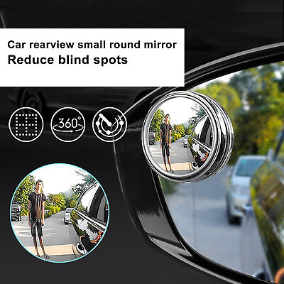#ad 1Pair Blind Spot Mirror Wide Angle Round Vehicle Car Stick On Blind Spot Mirrors $7.84