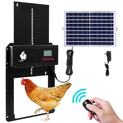 #ad Solar Automatic Chicken Coop Door Opener Cage Closer Timer Light Sensor Balck $62.99