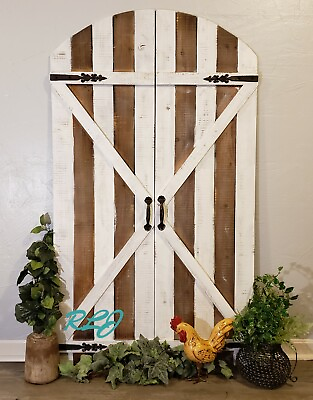 #ad #ad Rustic Farmhouse Country Arched Garden Gate Wood Metal Set 2 Door Wall Panels $399.95