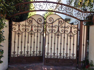 #ad Pair C. 1920#x27;s Spanish Hand Forged Wrought Iron Driveway Gates 7 AA11 002 $8950.00