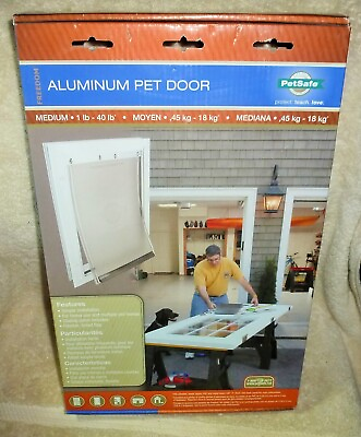 #ad PETSAFE Aluminum Pet Door Medium 1 40lb. 12 1 4quot; H Simple Installation $55.00
