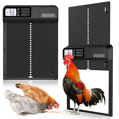#ad Automatic Chicken Coop Door Waterproof with Timer Poultry Gate Hen House Black $26.99