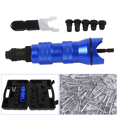 #ad Electric Blind Rivet Gun Cordless Riveting Tool Drill Adapter Kits 2.4mm 6.4mm $39.00