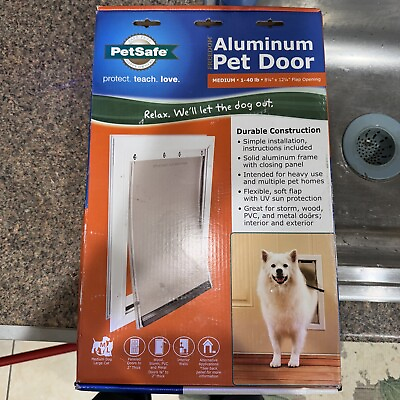 #ad Petsafe Aluminum Pet Door Size medium NIB $59.99