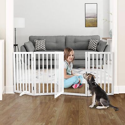 #ad Foldable Indoor Dog Gate for House Freestanding Dog Gates with Door Walk Thro... $120.88