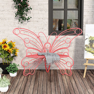 #ad 50 inch Cast Iron Metal Garden Outdoor Bench Butterfly Chair Garden Decor Seat $99.99