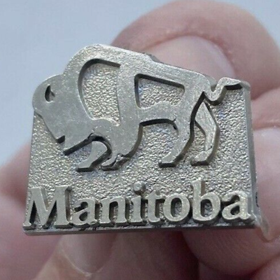 #ad Manitoba Buffalo Bison Silver Toned Metal Canada Provincial Province Lapel Pin C $8.99