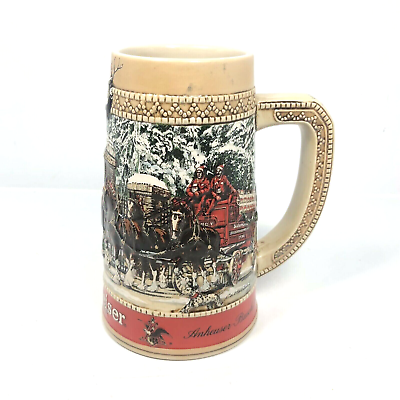 #ad #ad 1987 Budweiser Holiday Clydesdale Beer Stein quot;Grant#x27;s Farm Gatesquot; CS70 Man Cave $24.95