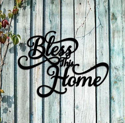 #ad Bless This Home Metal Wall Decor Sign Black Metal Art 16x12 inches $25.00