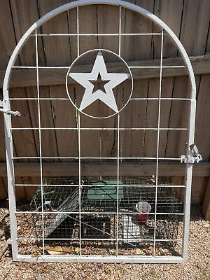 #ad Antique wrought iron gate ornate star white for fence or garden 19th century $299.00