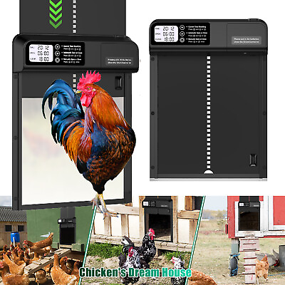 #ad Automatic Chicken Coop Door with Timer Waterproof Hen House Black Poultry Gate $25.99