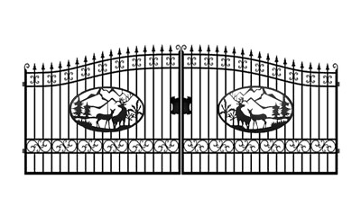 #ad Greatbear 20ft Steel Dual Swing Wrought Iron Gate Stag Deer Driveway Yard NEW $1395.00