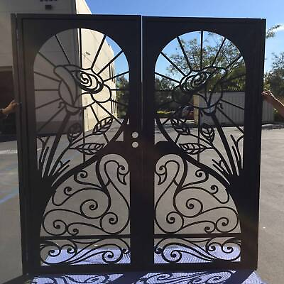 #ad #ad Contemporary Dual Entry Metal Gate Ornamental Iron Garden Entry Modern 72x72 $2299.00