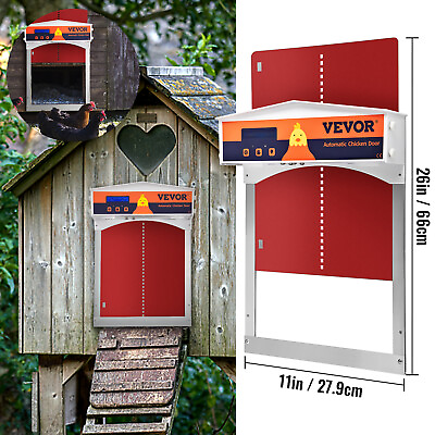 #ad VEVOR Automatic Chicken Coop Door with Light Sensor amp;Timer LCD Screen amp; Secure $135.99