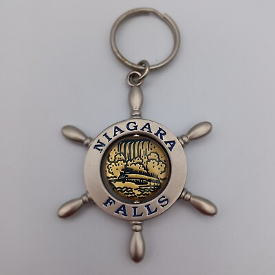 #ad Vintage Niagara Falls Keychain Key Fob Souvenir Helm Rotating Metal Canada US $12.95