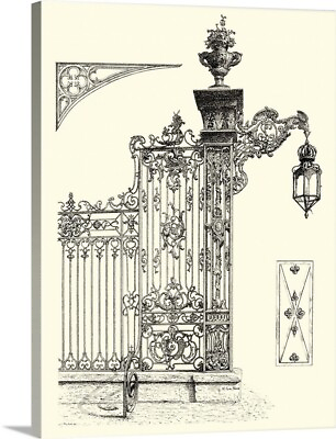 #ad Black and White Wrought Iron Gate IV Canvas Wall Art Print Home Decor $329.99