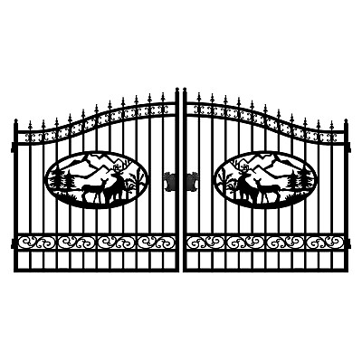 #ad AS IS 14ft Greatbear Dual Swing Wrought Iron Gate for Driveway Garden Gate $1100.00