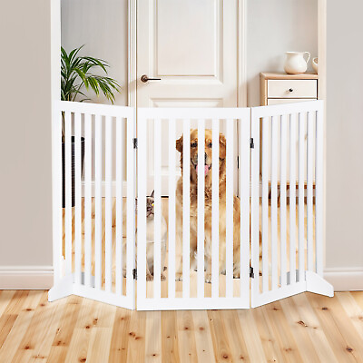 #ad 36quot; Wood Dog Pet Gate for The House for Doorways Folding Free Standing Cat Fence $64.58