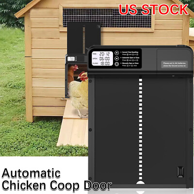 #ad Automatic Chicken Coop Door Waterproof With Timer Sensor Poultry Gate Hen House $26.99
