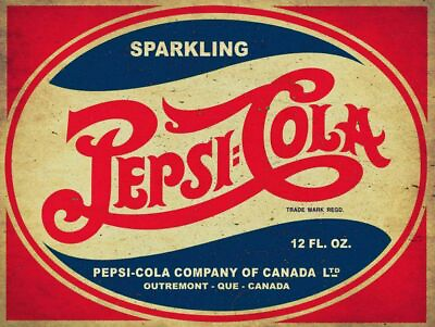#ad SPARKLING PEPSI COLA SODA POP HEAVY DUTY USA MADE METAL CANADA ADVERTISING SIGN $75.00