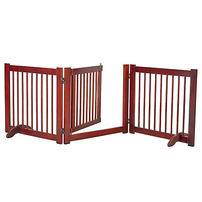 #ad Wooden Dog Gate 24quot; Foldable Pet Gate with Door and Support Feet Indoor Stairs $59.99