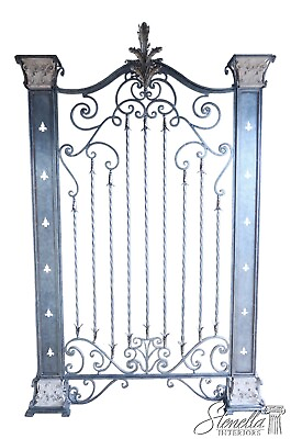 #ad 62120EC: Large Wrought Iron Decorated Silver Wall Gate $2395.00