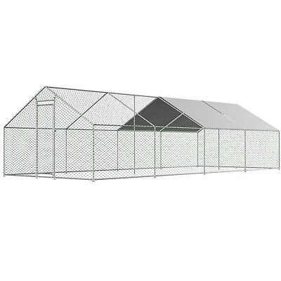 #ad THANADDO 26ft x 10ft Metal Walk In Chicken Coop Run Cage Rabbit Hutch Hen House $255.99