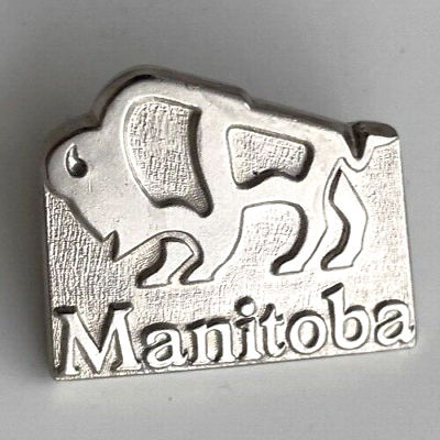 #ad Buffalo Bison Manitoba Silver Toned Metal Canada Provincial Province Lapel Pin C $8.99