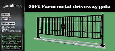 #ad 20#x27; Farm Metal Driveway Gate Ranch wrought iron Steel Swing Gate $2499.00