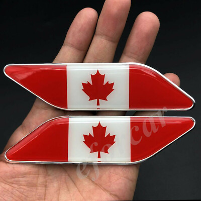 #ad Pair Metal Canada Canadian Flag Auto Car Fender Emblem Side Badge Decal Sticker $9.90
