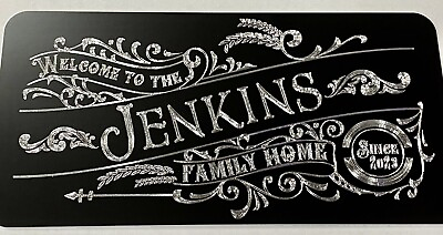 #ad Engraved Personalized Custom Welcome Family Name House Home Metal 6x12 Sign Gift $24.95