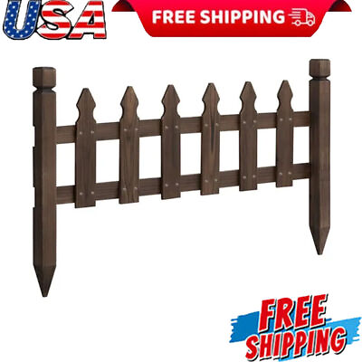 #ad Pricket Edging Fence Gates Garden Lawn Natural Wood W 6 Posts 5 Panels Patio US $77.97