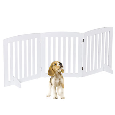 #ad Freestanding Wooden Dog Gate 24quot; Height Step Over Fence Easily Store White $31.80