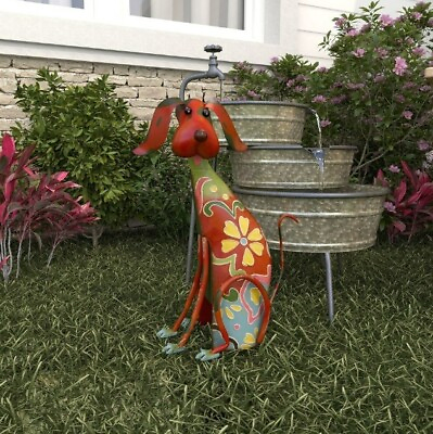 #ad Metal Garden Dog Yard Art Outdoor Statue Decor Animal Patio Lawn Puppy Sculpture $36.30
