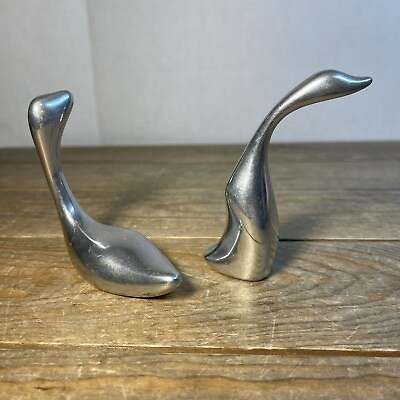 #ad Hoselton Signed Goose Swan Sculpture Aluminum Metal Canada Bird Modern Art $18.99