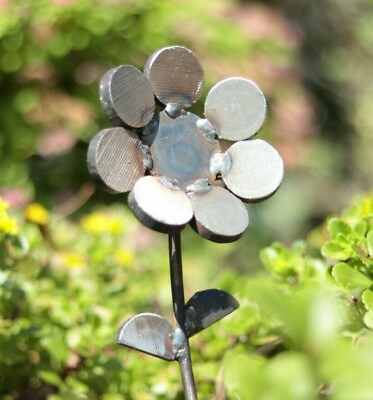 #ad Rustic Recycled Metal Garden Ornaments: Unique Welded Flower Yard Art Decoration $15.99