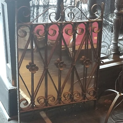 #ad Vintage Mirror on Wrought Iron Gate Very Heavy 30quot;x23quot; $120.00