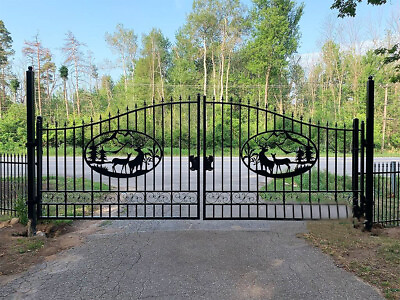 #ad Greatbear 14 20ft Steel Dual Swing Wrought Iron Gate for Driveway Garden Yard $1799.00