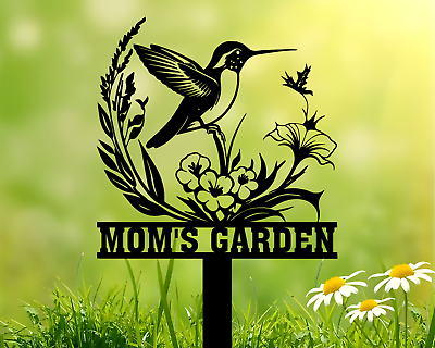 #ad Custom Hummingbird Metal Garden Decor Bird with Stakes Garden Sign Flower $28.99