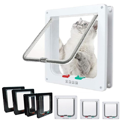 #ad 4 Way Pet Door Cat Puppy Dog Magnetic Lock Lockable Flap Door Frame Magnetic ABS $11.49