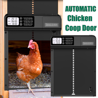 #ad Automatic Chicken Coop Door Waterproof With Light Sensor Poultry Gate Hen House $35.99